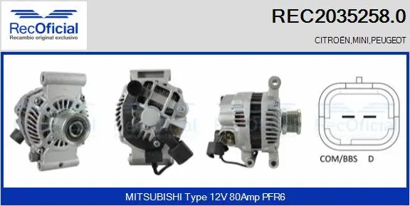 Alternateur RECOFICIAL REC2035258.0