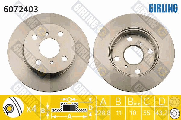Disque de frein GIRLING 6072403
