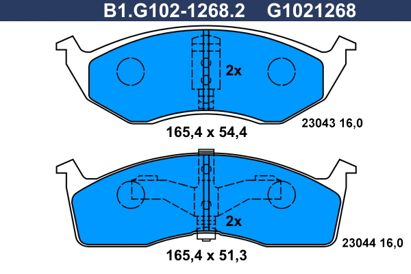 Kit de plaquettes de frein, frein à disque GALFER B1.G102-1268.2