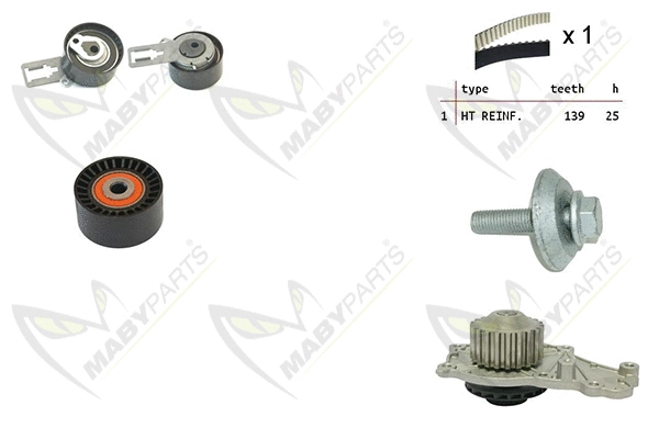 Pompe à eau + kit de courroie crantée MABYPARTS OBKWP0137