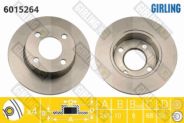 Disque de frein GIRLING 6015264