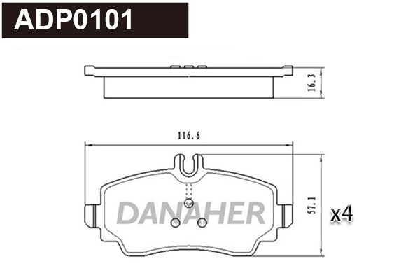 Kit de plaquettes de frein, frein à disque DANAHER ADP0101