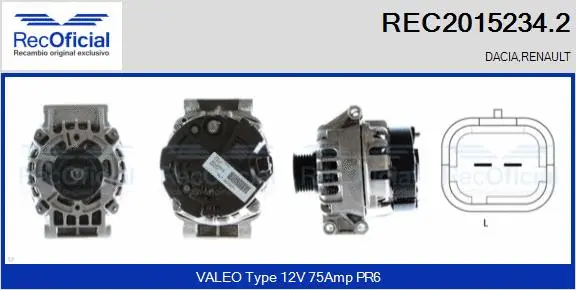 Alternateur RECOFICIAL REC2015234.2