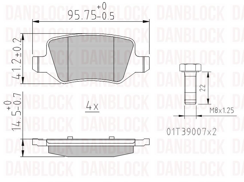 Kit de plaquettes de frein, frein à disque DANBLOCK DB 510209