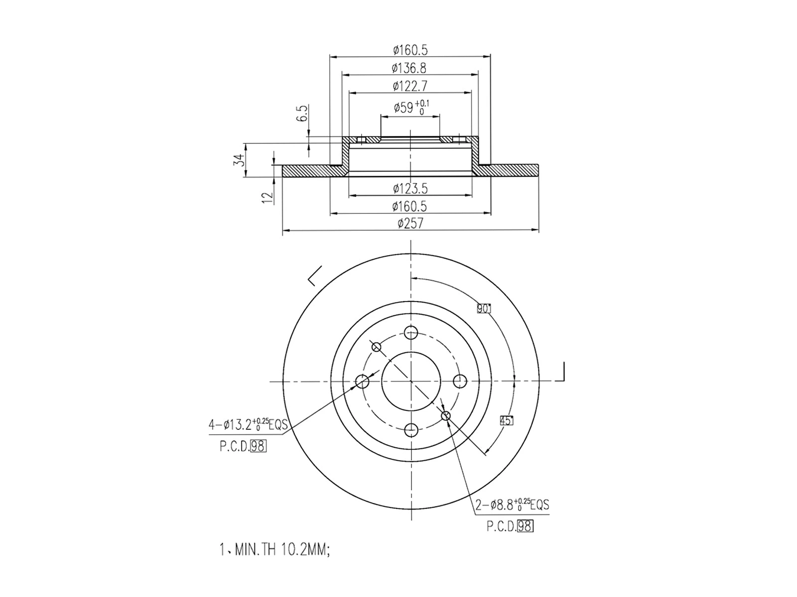 Disque de frein A.Z. Meisterteile AZMT-44-024-1220