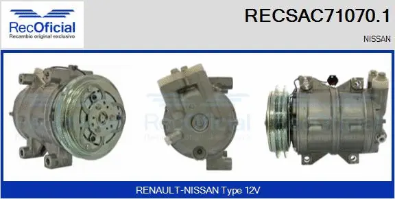 Compresseur, climatisation RECOFICIAL RECSAC71070.1