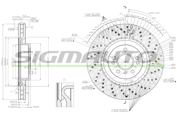 Disque de frein SIGMAUTO DBC202V