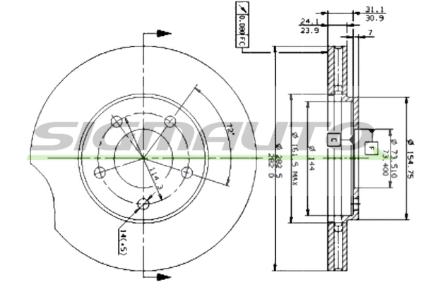Disque de frein SIGMAUTO DBA366V