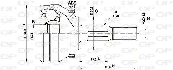 Jeu de joints, arbre de transmission OPEN PARTS CVJ5355.10