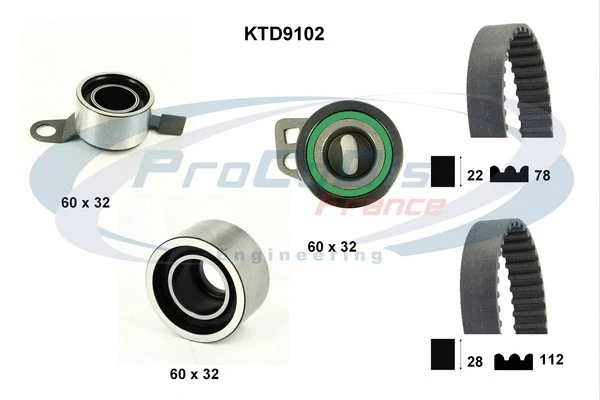 Kit de courroie crantée PROCODIS FRANCE KTD9102