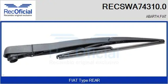 Bras d'essuie-glace, nettoyage des vitres RECOFICIAL RECSWA74310.0