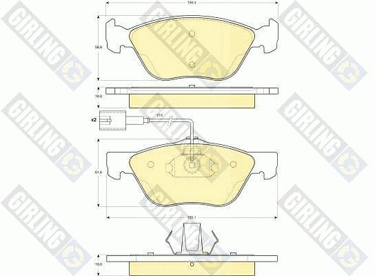 Kit de plaquettes de frein, frein à disque GIRLING 6116022