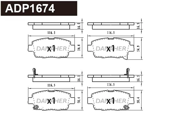 Kit de plaquettes de frein, frein à disque DANAHER ADP1674