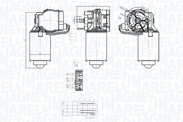 Moteur d'essuie-glace MAGNETI MARELLI 064373500010