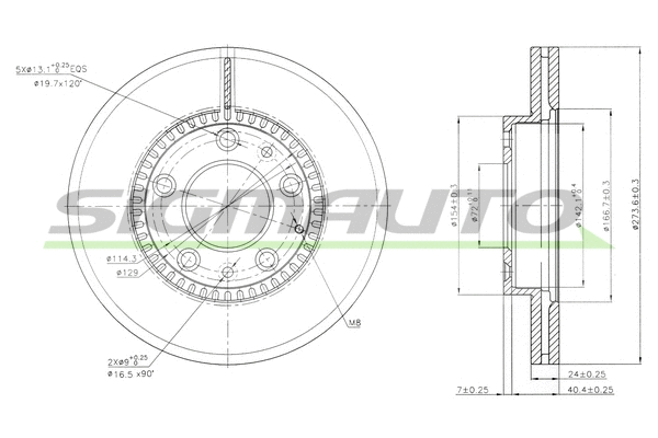 Disque de frein SIGMAUTO DBB278V