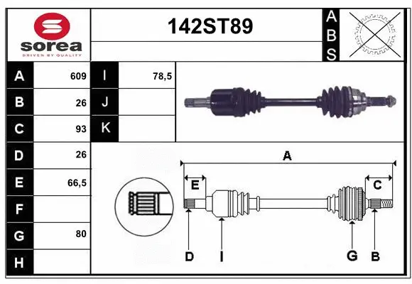 Arbre de transmission STARTCAR 142ST89