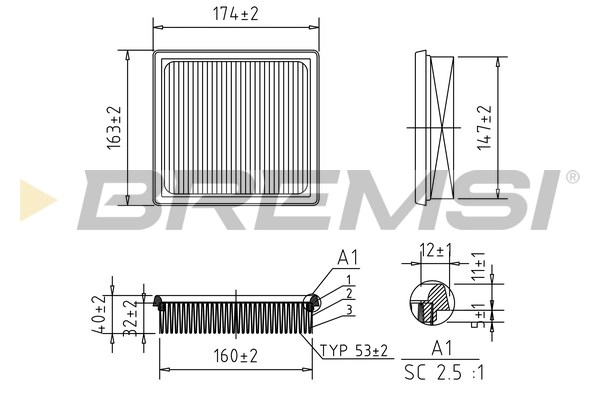 Filtre à air BREMSI FA2344