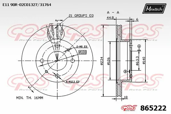 Disque de frein MAXTECH 865222
