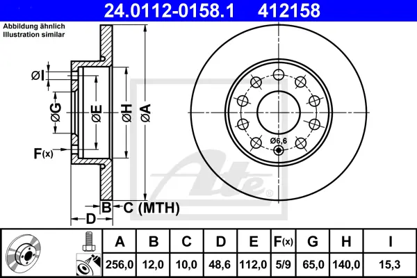 Disque de frein ATE-APAC 24.0112-0158.1