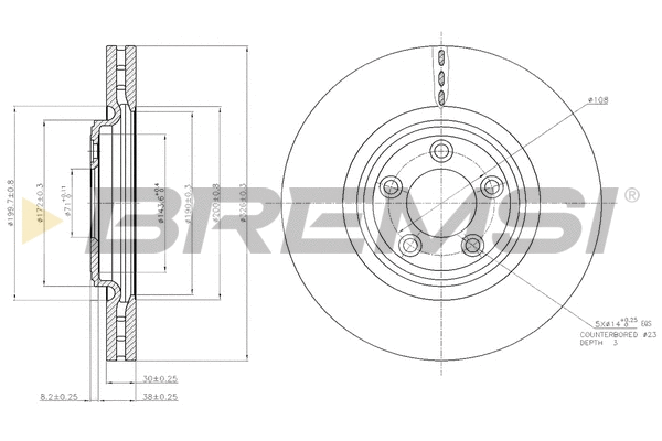 Disque de frein BREMSI CD7702V