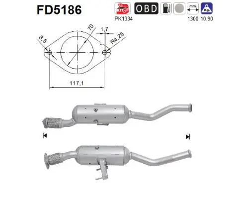 Filtre à particules / à suie, échappement AS FD5186