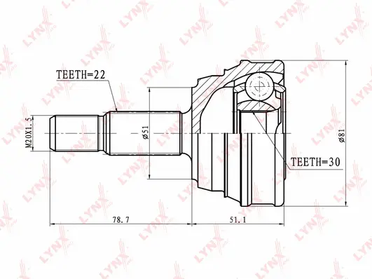 Jeu de joints, arbre de transmission LYNXAUTO CO-8000