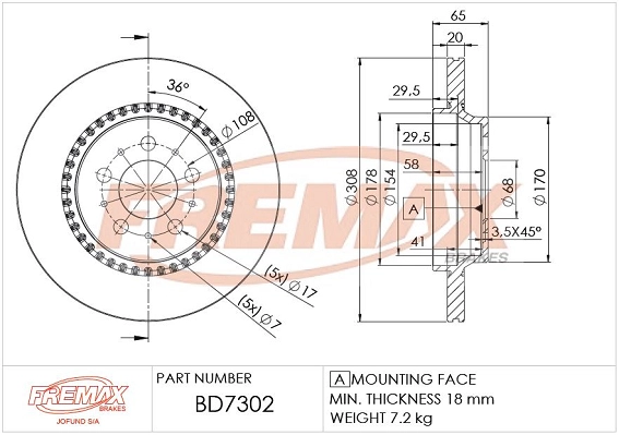 Disque de frein FREMAX BD-7302