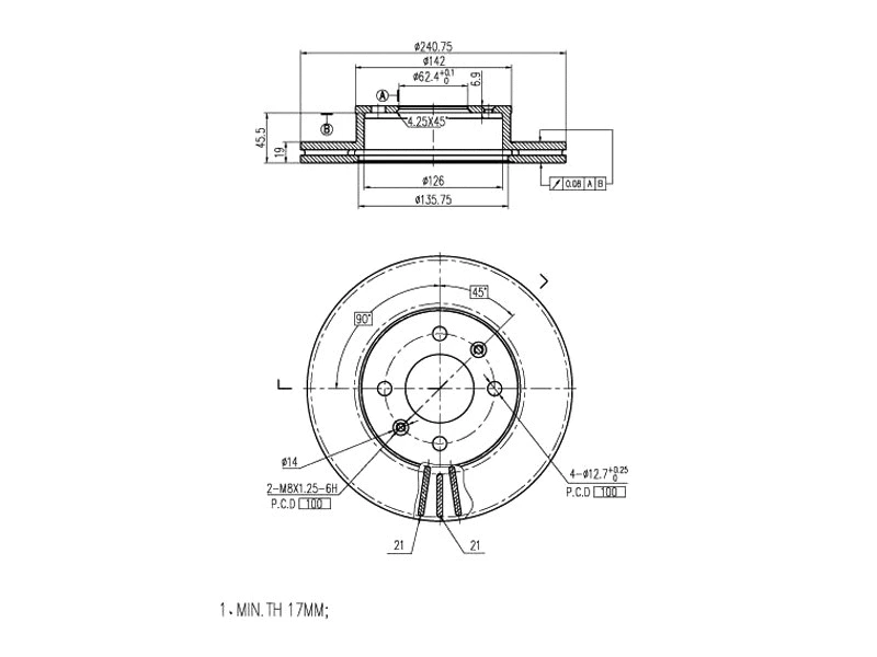 Disque de frein A.Z. Meisterteile AZMT-44-024-1324
