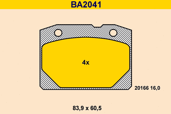 Kit de plaquettes de frein, frein à disque BARUM BA2041