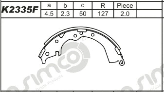 Jeu de mâchoires de frein ASIMCO K2335F