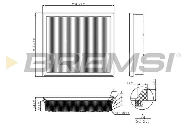 Filtre à air BREMSI FA1181