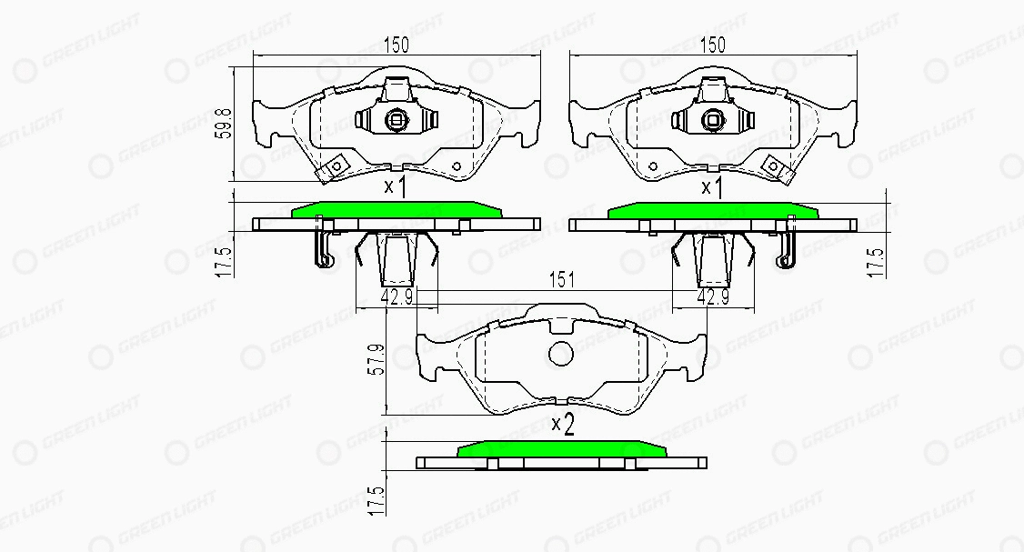 Kit de plaquettes de frein, frein à disque Automotive Adriado GLBP0147