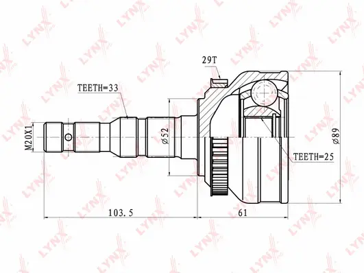 Jeu de joints, arbre de transmission LYNXAUTO CO-5901A