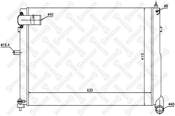 Radiateur, refroidissement du moteur STELLOX 10-25263-SX