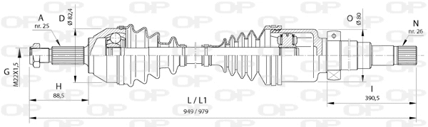 Arbre de transmission OPEN PARTS DRS6373.00