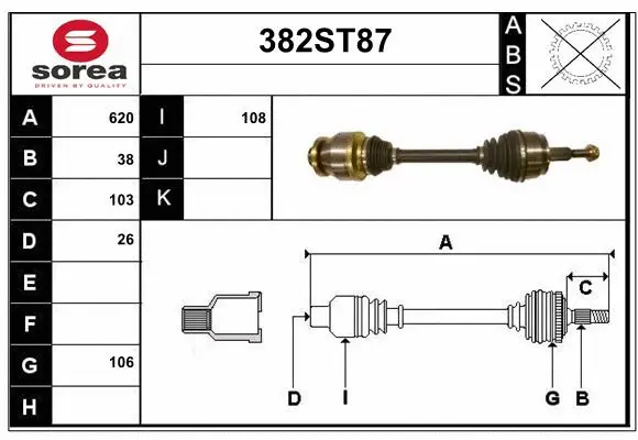 Arbre de transmission STARTCAR 382ST87