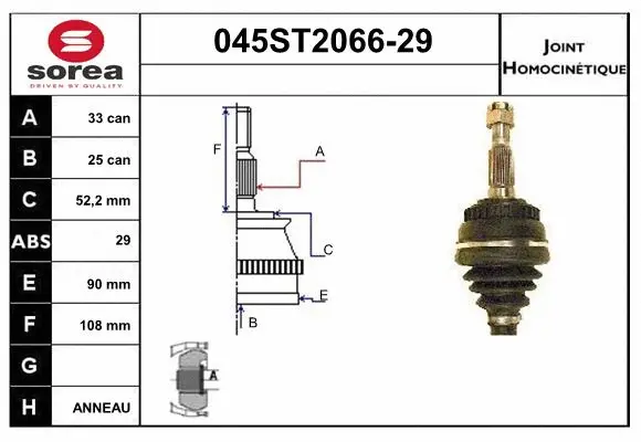 Jeu de joints, arbre de transmission STARTCAR 045ST2066-29