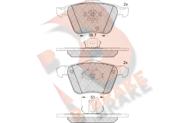 Kit de plaquettes de frein, frein à disque R BRAKE RB1655