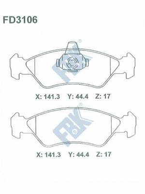 Kit de plaquettes de frein, frein à disque FBK FD3106