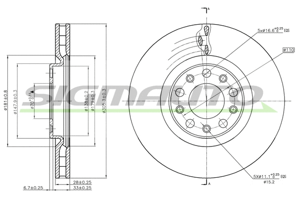 Disque de frein SIGMAUTO DBB451V