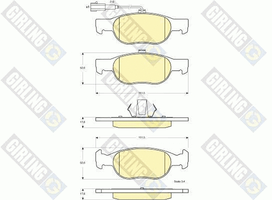 Kit de plaquettes de frein, frein à disque GIRLING 6115642