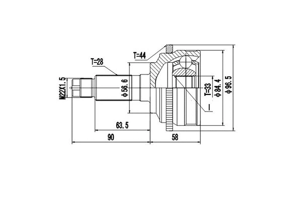 Jeu de joints, arbre de transmission DYNAMATRIX DCV899273