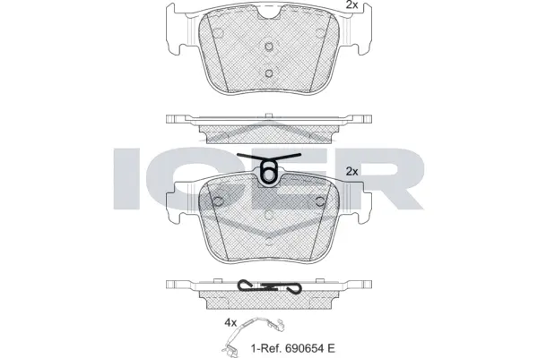 Kit de plaquettes de frein, frein à disque ICER 182410