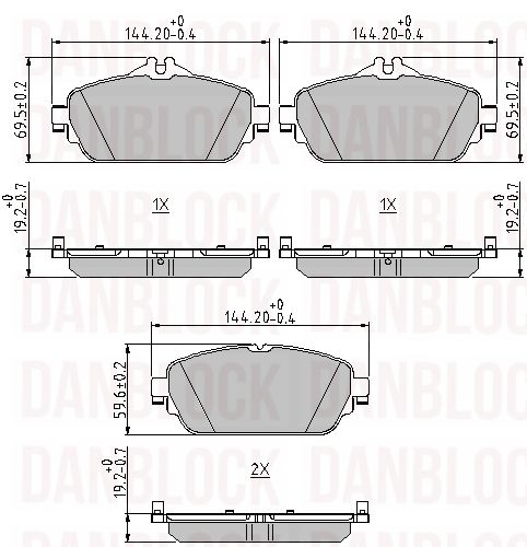 Kit de plaquettes de frein, frein à disque DANBLOCK DB 511187