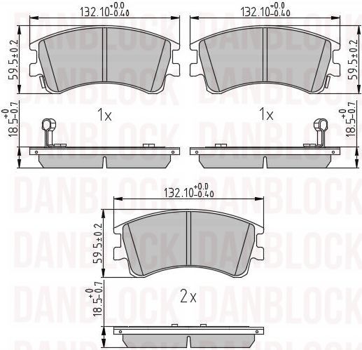 Kit de plaquettes de frein, frein à disque DANBLOCK DB 510818