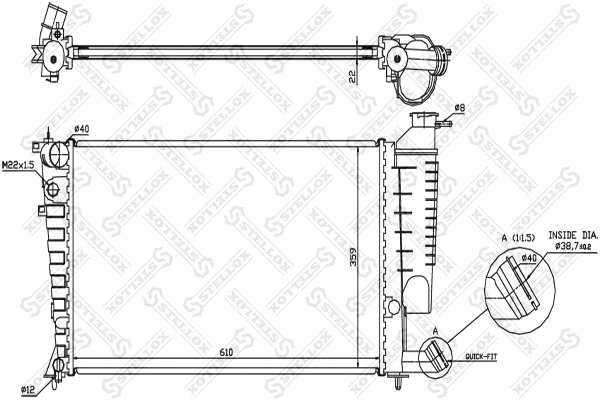 Radiateur, refroidissement du moteur STELLOX 10-25119-SX
