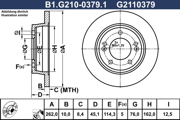 Disque de frein GALFER B1.G210-0379.1