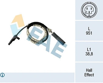 Capteur, vitesse de roue FAE 78185