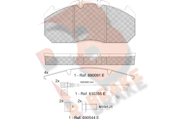 Kit de plaquettes de frein, frein à disque R BRAKE RB1405-122
