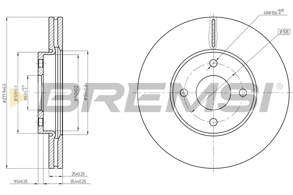 Disque de frein BREMSI CD8548V